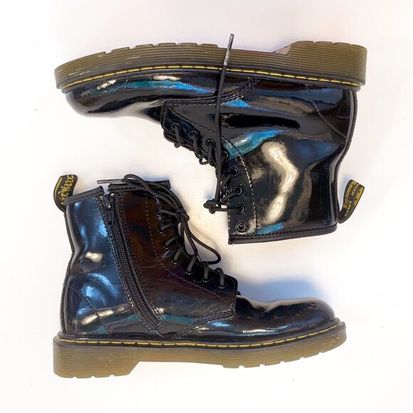 Dr. Martens Delaney Black Patent Combat Boots, Size 4 Men main image 7